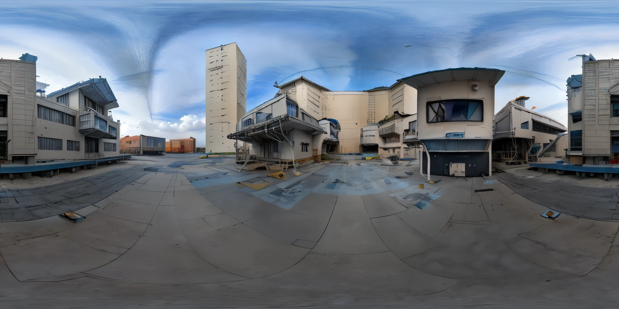 jupiter human base, hidrogen clouds, floating houses, futuristic environment, space mission, octane render, hyperdetailed, 360 degrees panorama