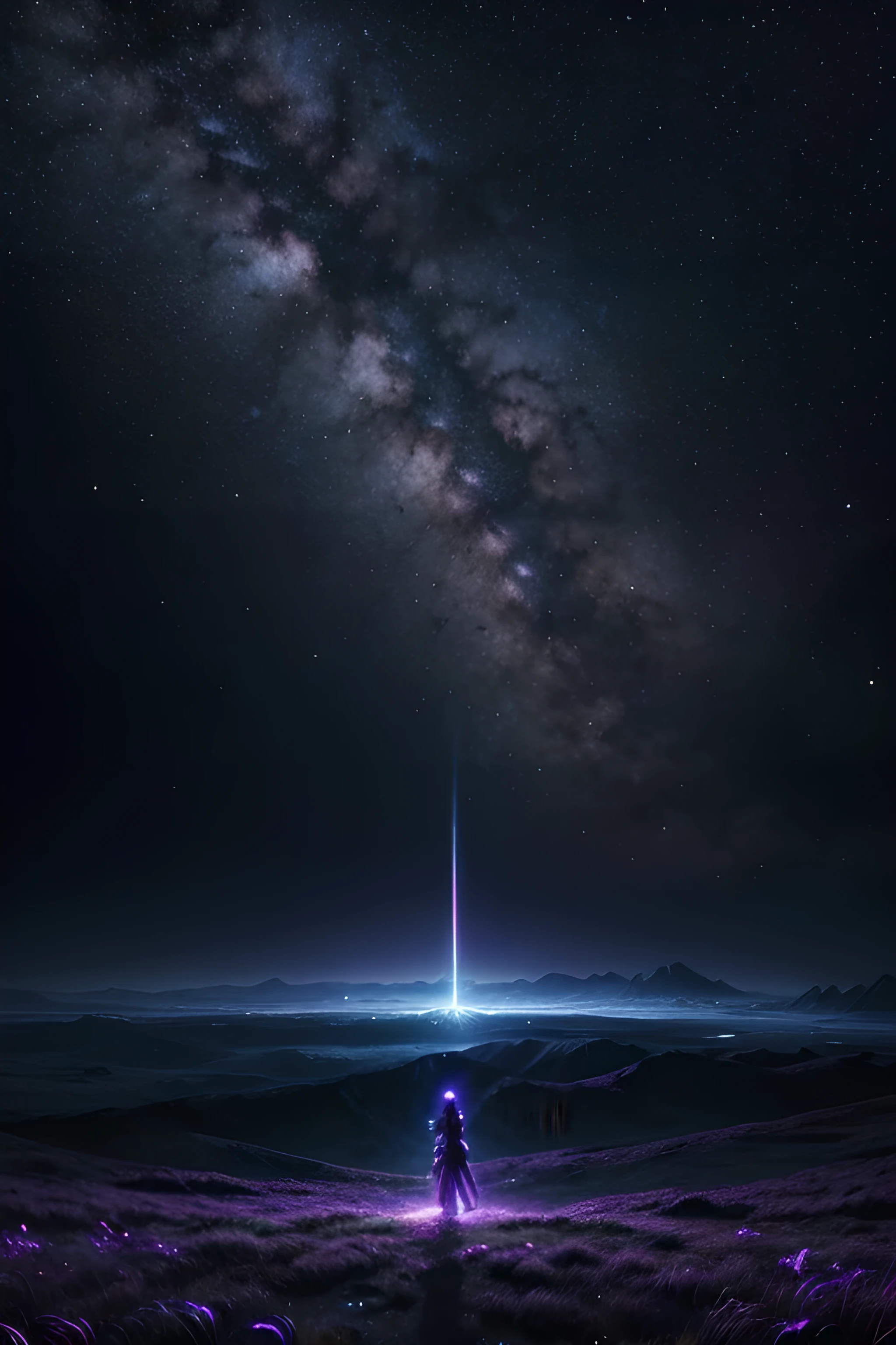 detailed pixel art, 1000x300 resolution, dark night, magical moment, landscape, pixel aurora, space, night sky, glowing stars, colorful nebula, digital art, cinematic lighting, dramatic atmosphere, fantasy, hyperrealistic, vibrant colors, highly detailed, intricate, mesmerizing
