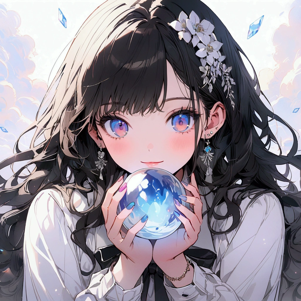 Uma girl cat Holding a beautiful crystal ball