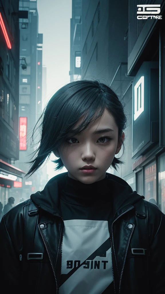 Gray tone、Street Snaps、cyber punk、Silhouette poster/magazine illustration effect, 