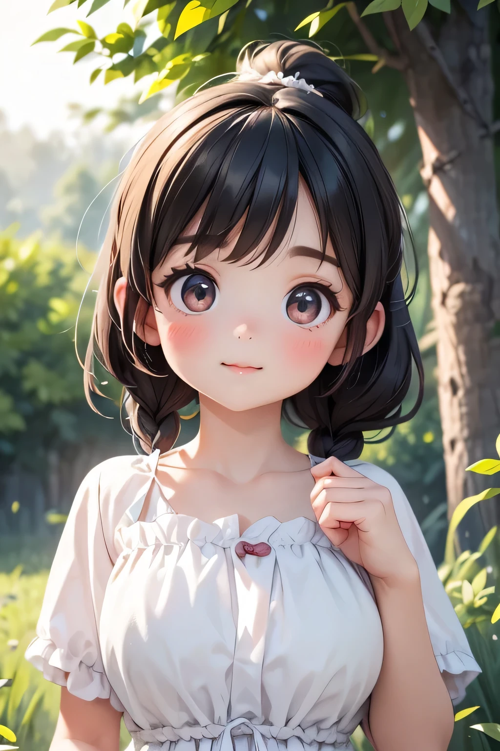 Highest quality、High resolution、Detailed Background、(Beautiful face in every detail:1.4)、Anatomically correct、(Normal number of fingers:1.2)、(Highly detailed face:1.2)、(Detailed eyes:1.2)、 beauty、(Huge breasts:1.2)、Perfect body line、Light color hair、Braided bob cut、Braided Ponytail、well-groomed eyebrows、
The morning breeze blows and the soft light shines in.、When I open the window, cool air still flows in.、
I can hear the birds chirping and the leaves swaying gently、Fresh green tree々The blue sky is peeking through、
As I walk, a pleasant breeze brushes my cheeks、It's getting warmer、Early summer morning、
I feel light and refreshed, as if my heart is being cleansed.、Walking together and having lively conversations、
Relaxing surrounded by nature、A refreshing start to a wonderful day、
Gentle morning light、A gentle breeze、clear々Atmosphere、Birds chirping、
Spend time surrounded by nature、Quiet and clear time、Such a refreshing morning、My heart feels refreshed、cute