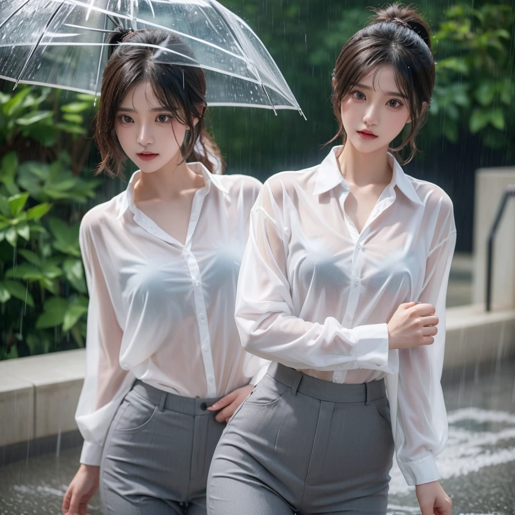 exy pose、Hair getting wet in the rain、Mr.々Hair style、ponytail、Short Hair、Transparent shirt、Beautiful woman getting wet in the rain、typhoon、Get wet without an umbrella、Beautiful woman in the rain、雨で濡れたBeautyOL、Detailed face、Realistic、beautiful girl、Beauty、Office Lady Uniform、beauty、Beautiful woman、Narrow waist、Handsome woman、Tight pants look、suit、Sexy pose、タイトなsuitパンツ、雨で濡れたsuit、Wet naked shirt、See-through shirt、Shot in heavy rain、Naked shirt