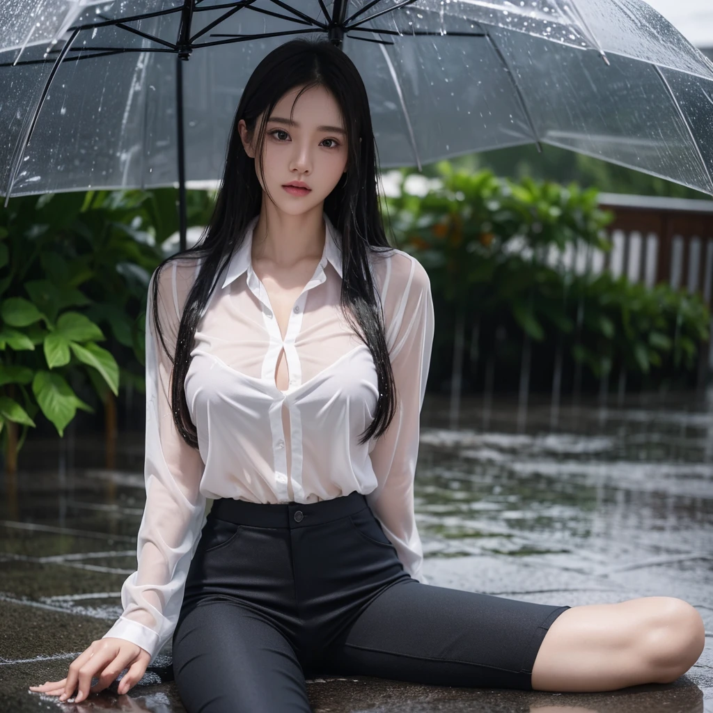 mini skirt、Leg spread、Hair getting wet in the rain、Transparent shirt、Beautiful woman getting wet in the rain、typhoon、Get wet without an umbrella、Beautiful woman in the rain、雨で濡れたBeautyOL、Detailed face、Realistic、beautiful girl、Beauty、Office Lady Uniform、beauty、Transparent nipples、Beautiful woman、Narrow waist、Handsome woman、Tight pants look、suit、Sexy pose、タイトなsuitパンツ、雨で濡れたsuit、Wet naked shirt、See-through shirt、Shot in heavy rain、Naked shirt