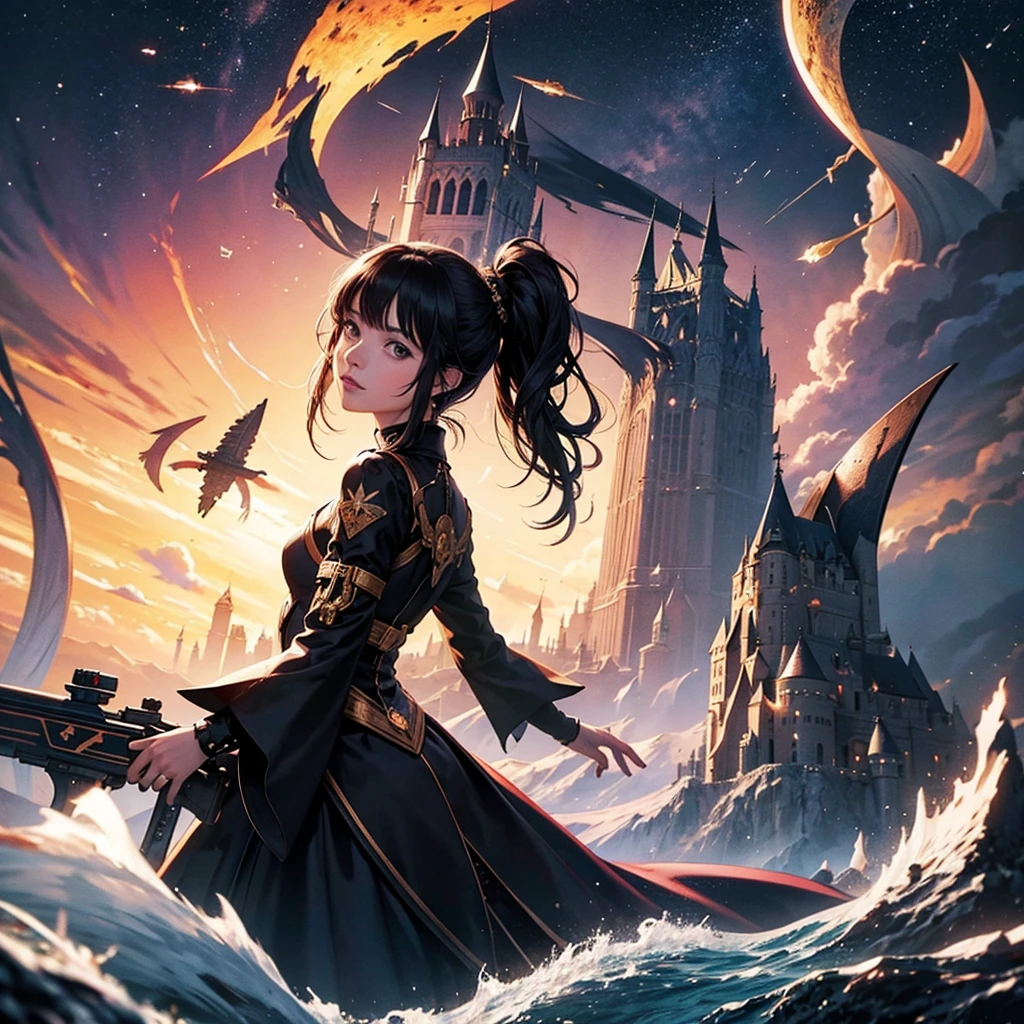 black castle in space