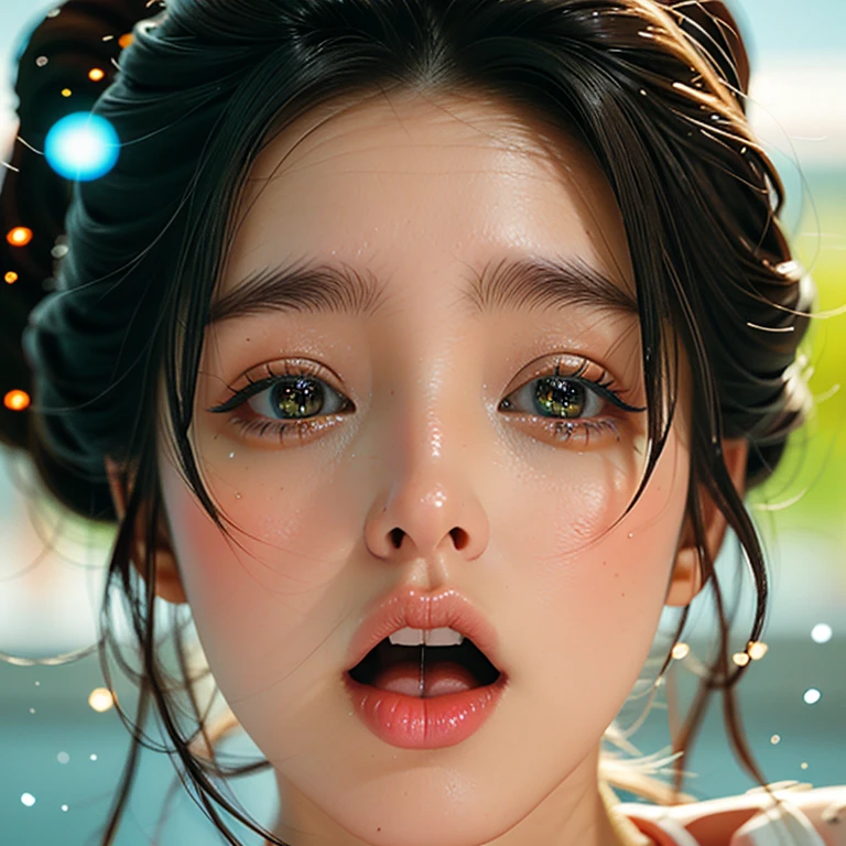 ExtremelyDetailed Kawaii girl Face,(Close-up Sweet lips), glossy lips with beautiful details, Coquettish tongue, Kissing to camera, towards the viewer, 8K TopQuality masterpiece,an extremely delicate and beautiful (ProfessionalPhoto:1.37), {Amazing|finely detail|official art|incredibly absurdres},ultra-detailed close-up shot, close up, (fish eye lens), wide lens, macro lens, Detailed reflective Eyes ElaboratePupils with (sparkling highlights:1.28) (Delicate Voluminous LongEyelashes:0.88), {(Tilted face:1.22)|Visible back of throat|saliva drips|naked shoulder}, (Dripping juice on tongue:1.23) snow particles