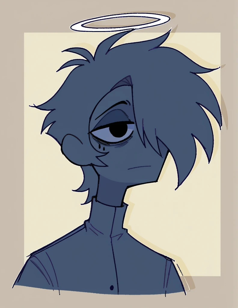zPDXL, score_9, score_8_up, score_7_up, source_anime, BREAK
sketch, flat color, 1guy, solo, black eyes, vivziepop, helluva boss, portrait, hair over one eye, priest, angel wings