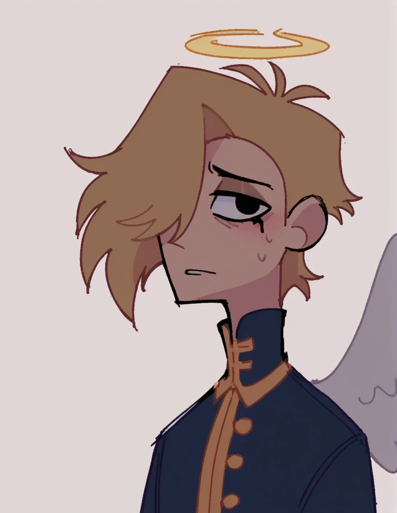 zPDXL, score_9, score_8_up, score_7_up, source_anime, BREAK
sketch, flat color, 1guy, solo, black eyes, vivziepop, helluva boss, portrait, hair over one eye, priest, angel wings