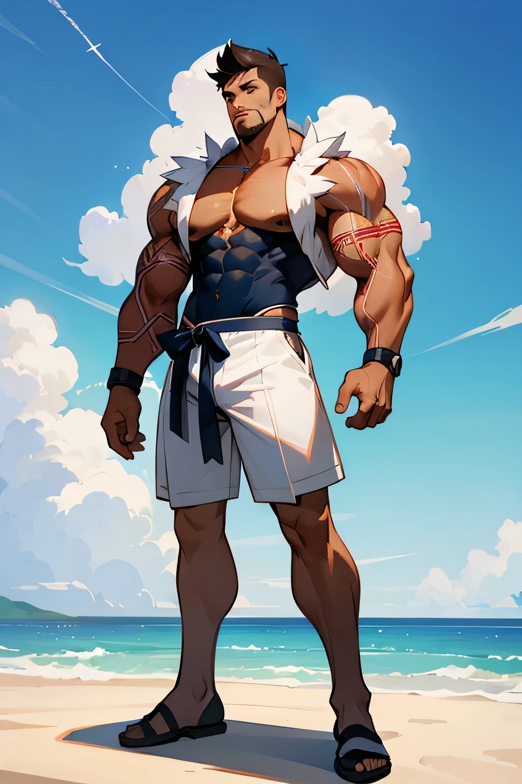 Solo, Résolution Haute, bara, man, muscular, full body, full body shot, summer outfit