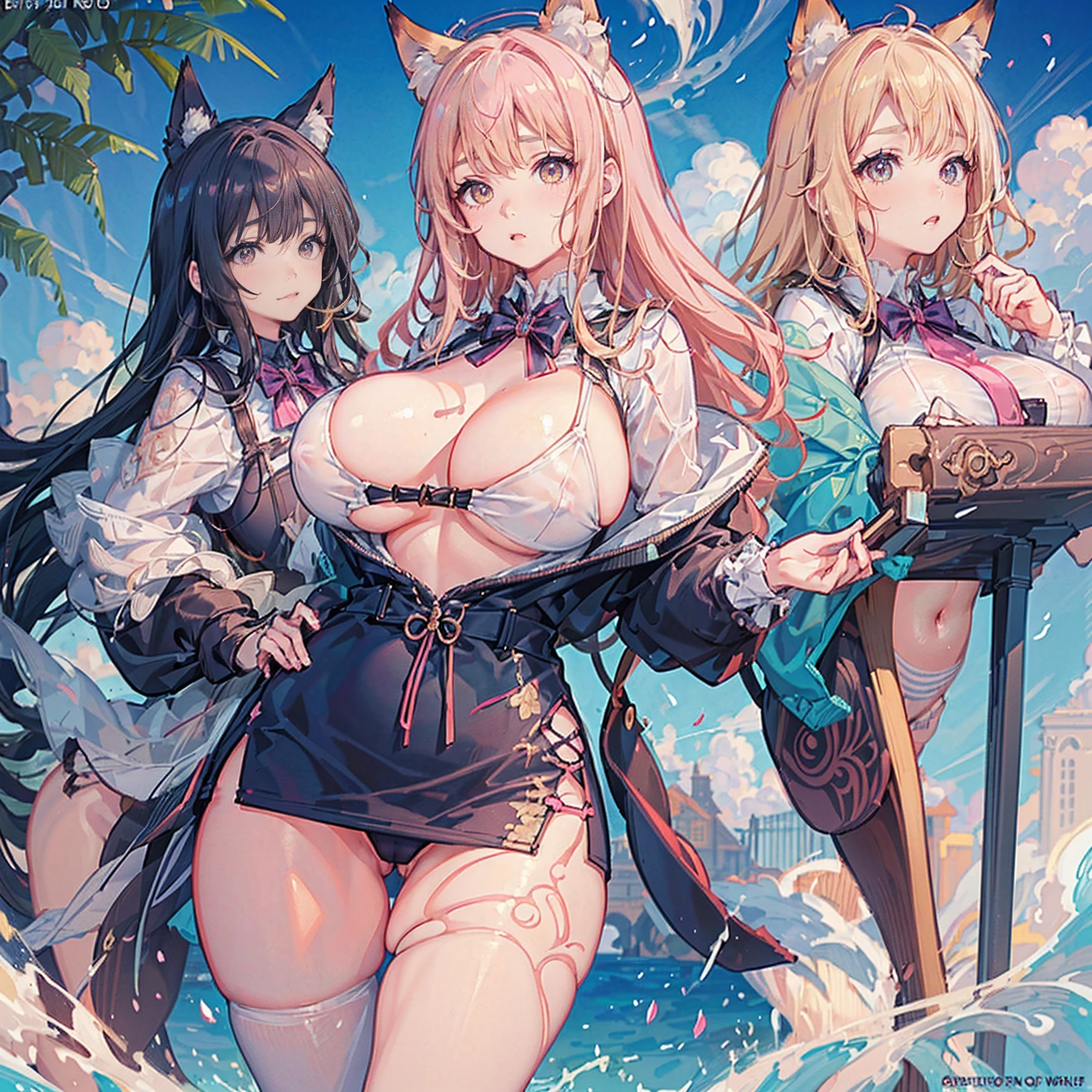 Anime Kawaii sexy Perfect Slim sensual body large breast and huge thighs, An intricate and highly detailed illustration of anime ( girl). (work of art: 1.5), (best qualityer: 1.5), (face perfect), 1womanl, fox ears, fox tail, secretary, mature woman, Large belly, fat body, voluptuous body, Fitted pencil skirt
, ,