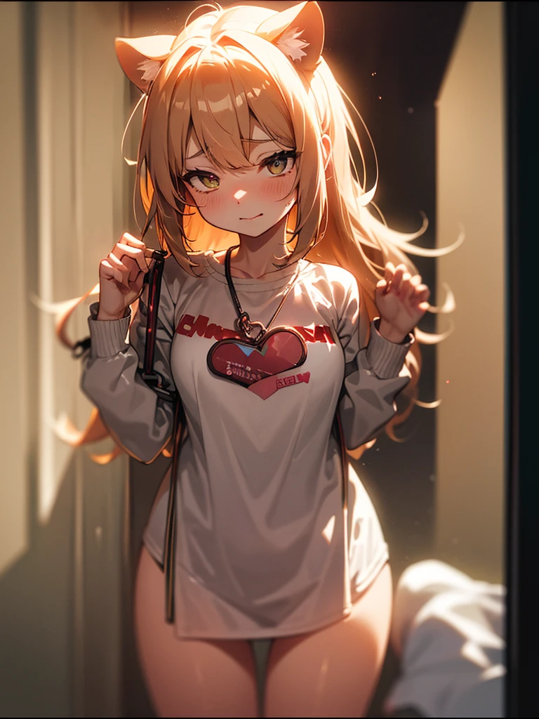 (Sumilux f1.4 50mm , low Latitude old color negative film , cross process , bokeh, flare, chromatic aberration , soft focus, (Shallow focus) , soft glow , Maximum aperture, low Key , Transparent depiction) , comic style , kawaii coqueth tomboyish tiger girl , (wide open shackle clothes) , In the messy dirty cage , heart is beating fast with anticipation , lovey-dovey Estrus peeet pain