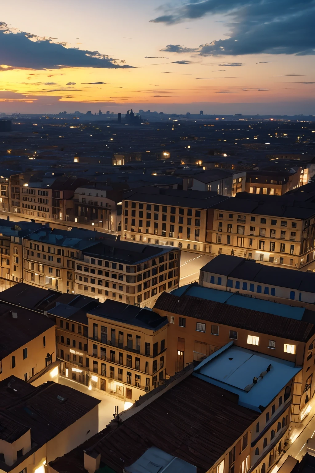 a cloudy sky over a Sud European city at dusk