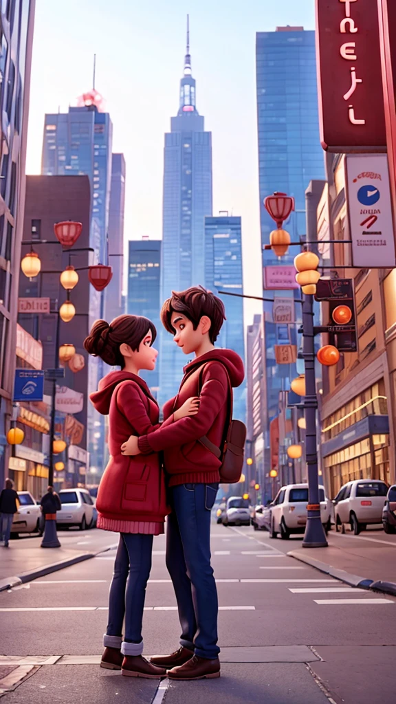 Valentine couple in a city