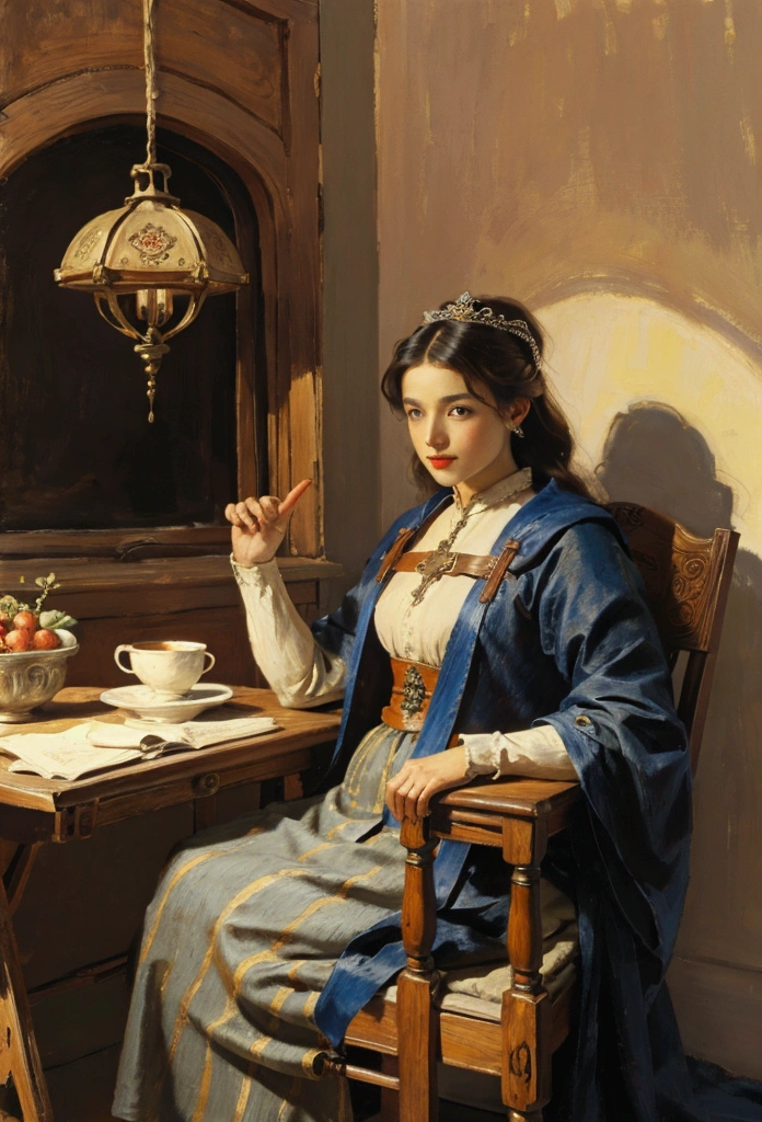 A medieval account sitting on a chair