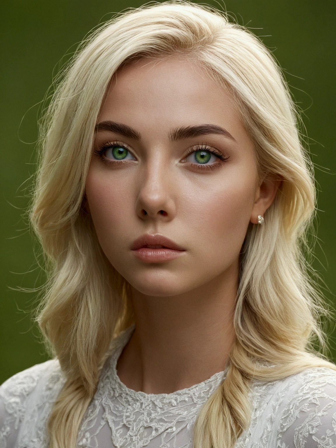 Kizi, white, greeneyes, blonde, paisaje, realisitic, detailed