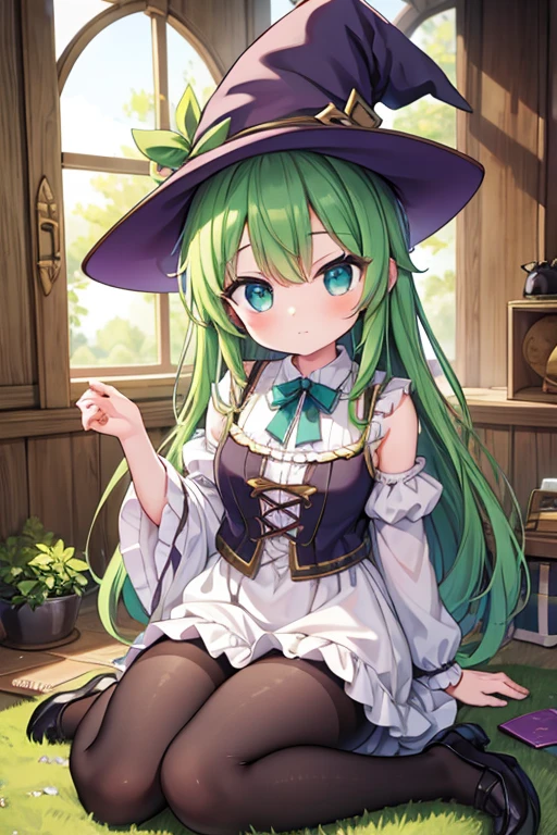 best qualityer, high resolution, 1 girl, Leprechaun, witch's hat, Floating in space, energy sphere, light particles, shiny hair, shining stars, fancy,