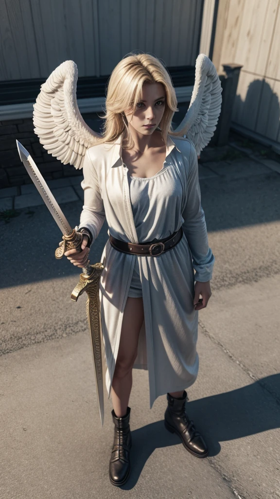 God's angels Michael with sword in realistic 3d