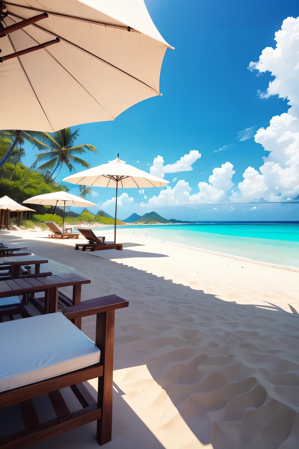 Horizon ，Blue sky,Beach parasol，White sand beach,トロピカルジュース , Luxury Resorts