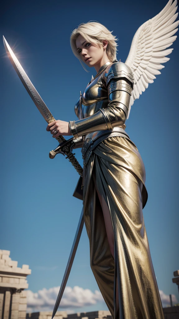 God's angels Michael with sword in realistic 3d