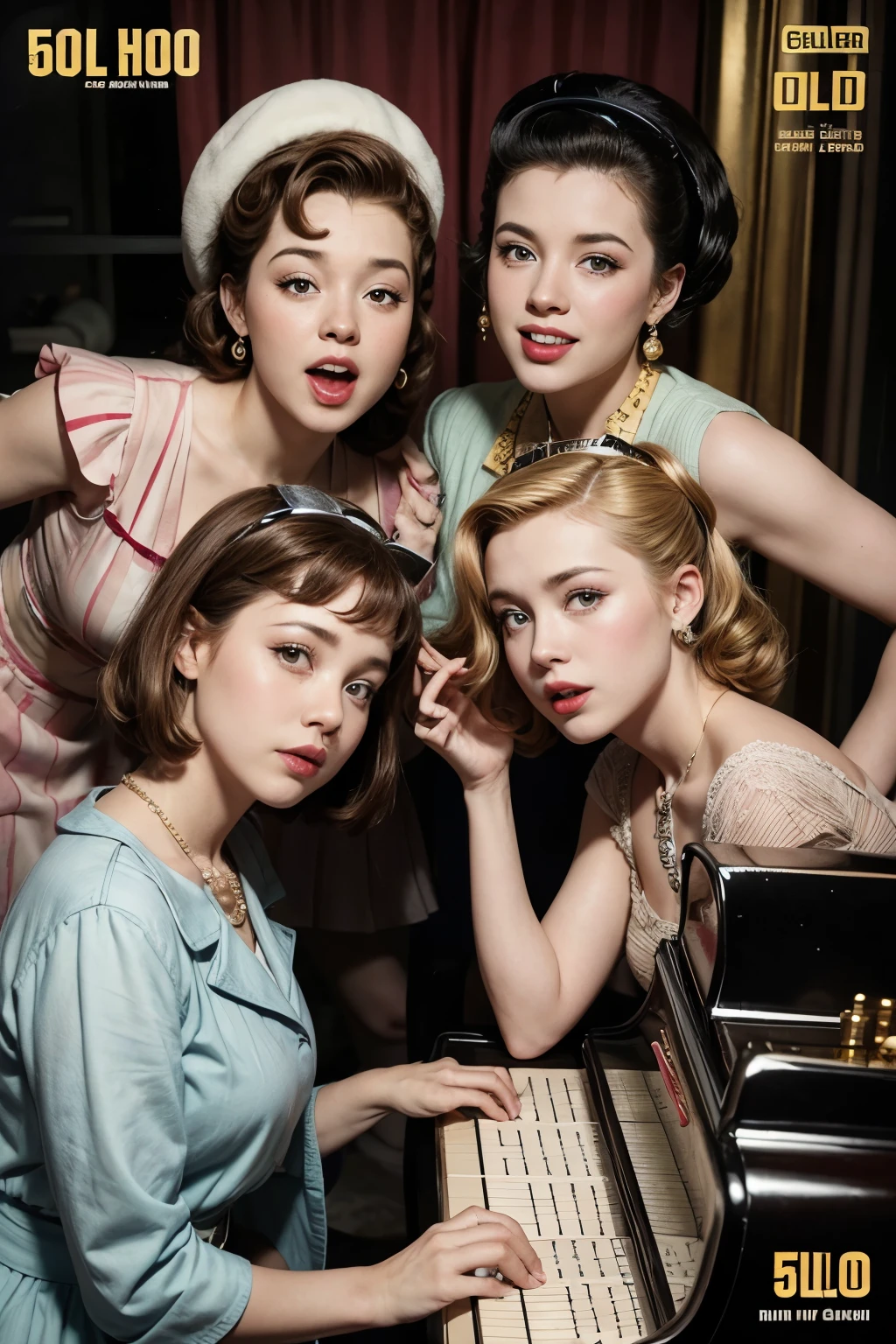 50s Doo Wop style album cover with THE GOLDEN CHORDS written on it