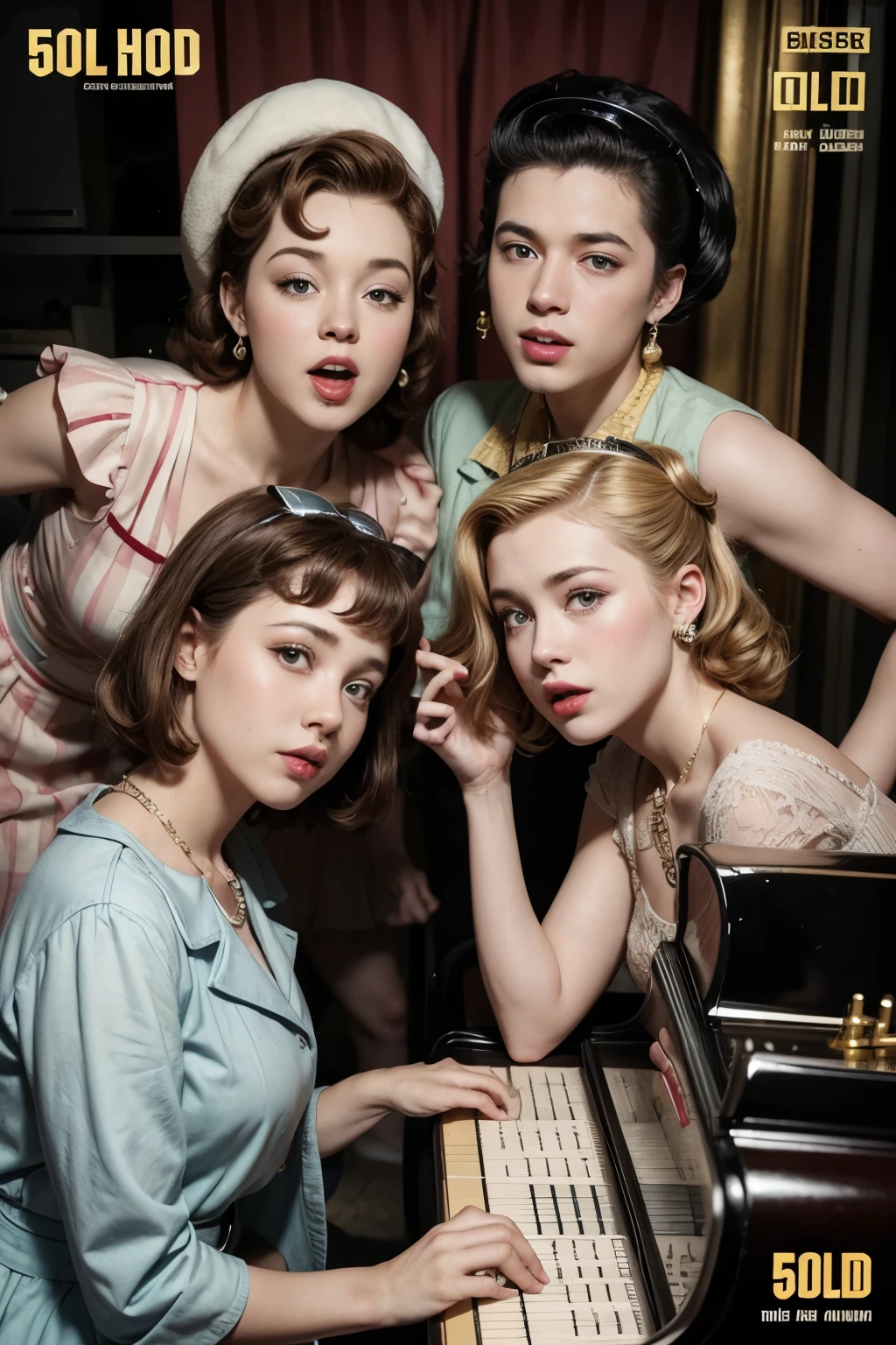 50s Doo Wop style album cover with THE GOLDEN CHORDS for men