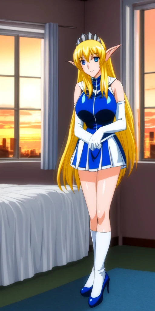 girl　Blonde　Nipples　Big Breasts　Baby Face　Twin tails　Waistline　barefoot　Thighs　smile　blush　Hotel room　Sensual　Provocative　Spread your legs　Love juice　night