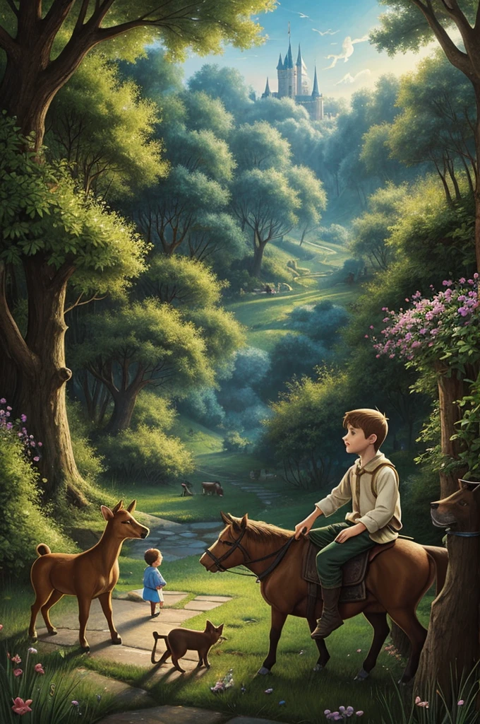 Illustration for a fairy tale about a boy, who knows how to talk to animals