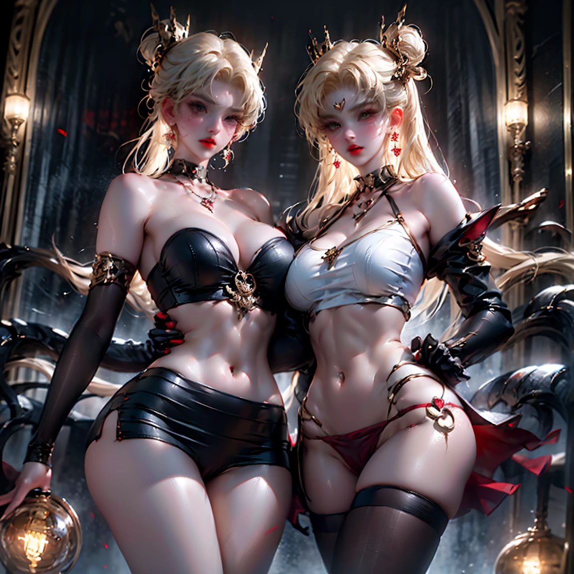 Ultra-clear,Super Resolution,Cute girl,Two girls close contact, 2 girls hugging,Two complete female bodies, Complete two female bodies, Female Love,Sexy, Off-shoulder, window, The rear window is backlit, (Rim Light), Deep understanding, lust, Very shy, (Reflector lamp), Long legs and chest, Slim waist, Perfect body, Perfect hands, blond hair, purity, Jewelry, necklace, Earrings and Nipple Rings, crown, bookshelf, teapot, Magic Items,Mirror,snake,Tentacles,Cthulhu,Mucus,occultism,Low-light photography, Hip chuck, Glowing skin, (Almost no clothes: 2.0), 只穿Translucent clothing,Almost naked,Lopez, Pretty face, Sexual arousal, Sexual Expression, Hazy Beauty, Camel toe, Anatomically correct, (全身Female Love: 1.5), Slender legs and waist,Big breasts and thin waist: 2,Sharp focus,The bones are straight,Correct body anatomy,Perfect anatomy,Bigger breasts,(Big breasts are beautiful: 1.7),Big Breasts,Especially huge,Sexual Positions,Translucent clothing,High slit,Sexy bulge,Thin legs,Thin ankles,Dramatic lighting,Vibrant details,Red Eyeshadow,make up,Full lips,Red lips,chiffon,Tight waistband,chiffon手套,(see through: 1.3),blush,淡粉色Camel toe,Sex slave,Lewd,bursting massive breasts: 2, Sex addict,flush,Less clothing area,Show your belly button,Thin waist: 1.3,Deep cleavage,Expressing intense sexual pleasure,Sweating,Multicolored Glass,Pixie Short Hair