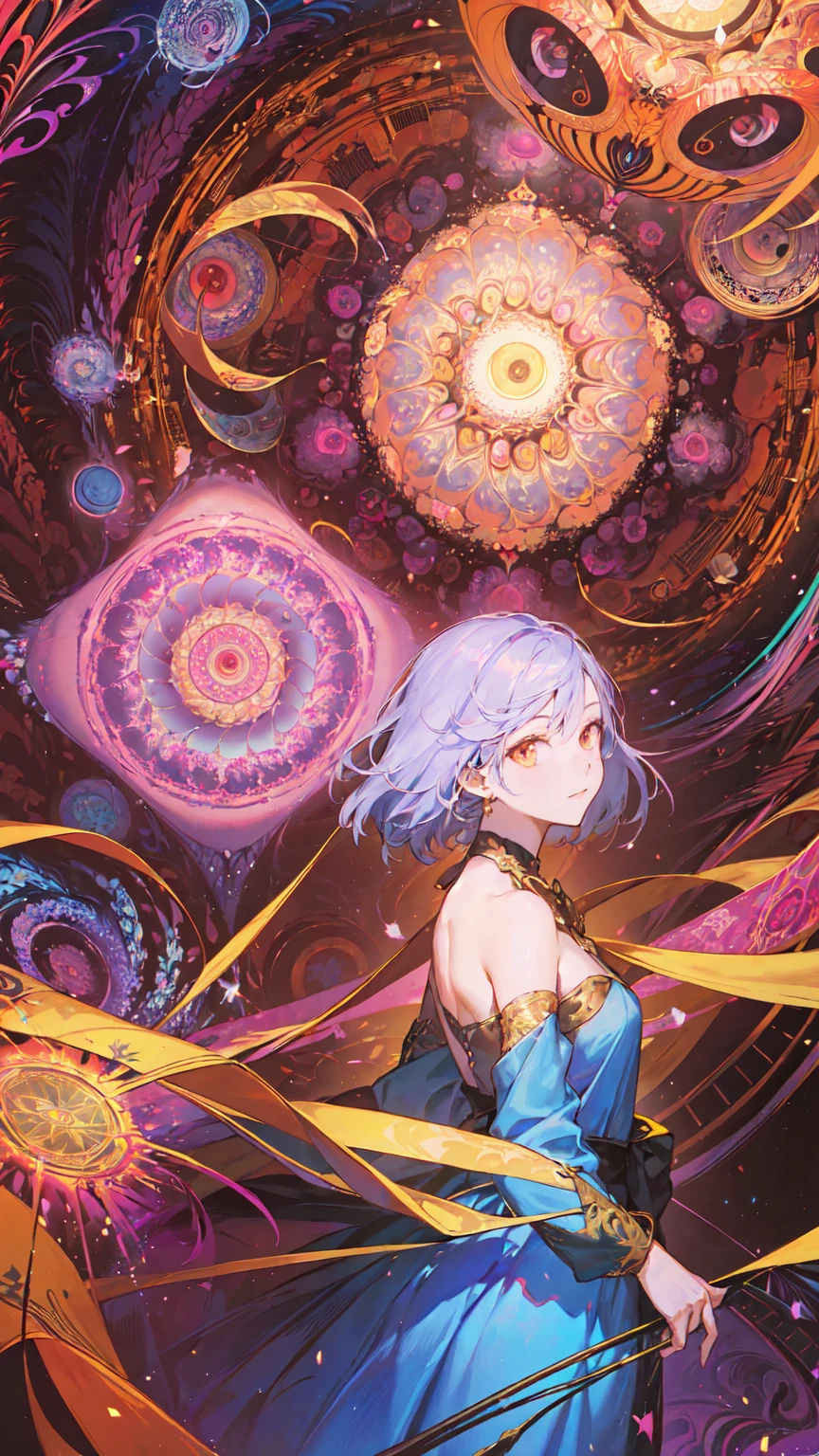 (Reality: 1.2), Highest quality, One girl, Official Art, unity 8k wallpaper, Super detailed, beautifully、aesthetic, masterpiece, Highest quality, (zIntertwined, Mandala, Tangled, Intertwined), (Fractal Art:1.3) , One girl, Very detailed, Dynamic Angle, Cowboy gets shot, The most beautiful form of chaos, elegant, Fauvist design, Bright colors, Romanticism, author:James Jean, Robbie Dowie Anton, Ross Tran, Francis Bacon, It was freezing cold, Adrian's genius, Petra Cortright, Gerhard Richter, takato yamamoto, Ashley Wood, Atmospheric, Ecstasy of Musical Notes, I can see the flowing notes