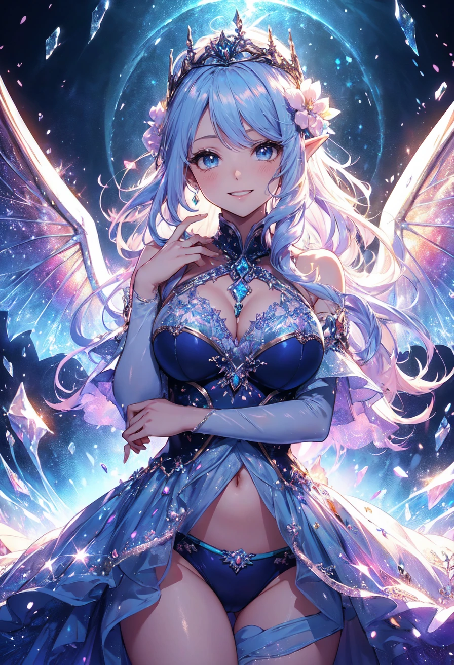 最high quality、1 woman elf facing forward、Figure skating、踊るbeautifulポーズ、whole body、beautifulシューズ、 Super beauty、)((underwear))'、beautiful瞳、tears、universe、Huge galaxy、beautiful装飾、brassiere、panty、Ice tiara、Swirling Ice、Crystal of snow、Ice Palace、Ice rink、最high quality , fractal art.、Glowing ice、Bold Pose、Bold composition、 bikini、beautiful胸、Large Breasts ((Laugh beautifully、))((Glowing ice ))SMqueen、beautiful顔、Orgasm、Ecstasy、whole bodybeautiful装飾の下着、World of Illusions、Ice crystals、Crystal of snow、Bigger on the front、 beautiful輝き,High-definition depiction, Realistic, 8k, Unity, beautiful太もも,,Giant Devil's Wings、虹colorに輝く翼、detailed groin、 low angle、light smile, Beautifully and vividly drawn, , beautiful beautiful透き通る肌、輝くbeautiful装飾の魔法、、、beautiful装飾、 , beautiful、 Romanticism,mosquito。 混沌の最もbeautiful形, Mr..々color, Intertwined flowers, P article,Magical gentle light,smile,,image quality、masterpiece、beautiful顔、Super beautiful elf woman((Big breasted 22 year old office lady、Bust 120,Beautiful long ironed hair、beautiful茶髪、height: 165cm。、Esbian、、high quality、、Visual Arts、最high quality、1 womanエルフ NP: Worst quality ,beautiful fractal art 、frozen、、light、Beautiful radiance,High-definition depiction, Realistic, 8k, Unity, , light smile, Beautifully and vividly drawn, , Beautiful, beautiful, clear skin、 Countless rays of light pouring down, Swirling Light, big background, , Intense light is emitted from the magic circle in front of the girl. Romanticism,Cowboy Shot: 最high quality Artwork、uhd