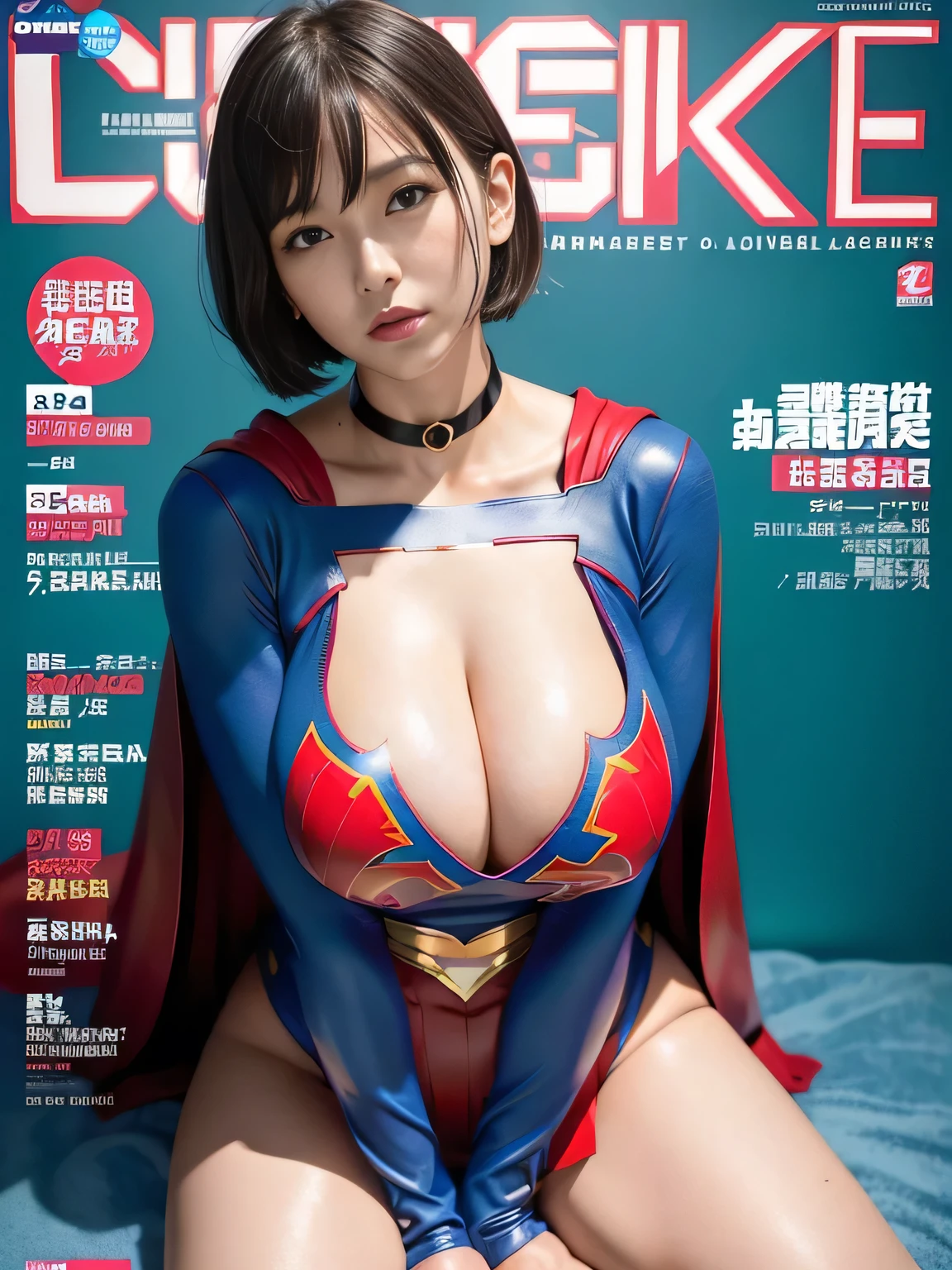 masterpiece、Rubber Supergirl Costume、short hair、Rubber Long Boots、Big and ample breasts、looking at the camera、choker、Long sleeve、Cape、mini skirt、Off the shoulder、Sweaty skin、Hospital room、Photo magazine cover、Seductive breasts、Boasting beautiful legs、High leg leotard、Knee-length boots、wallpaper for pc、