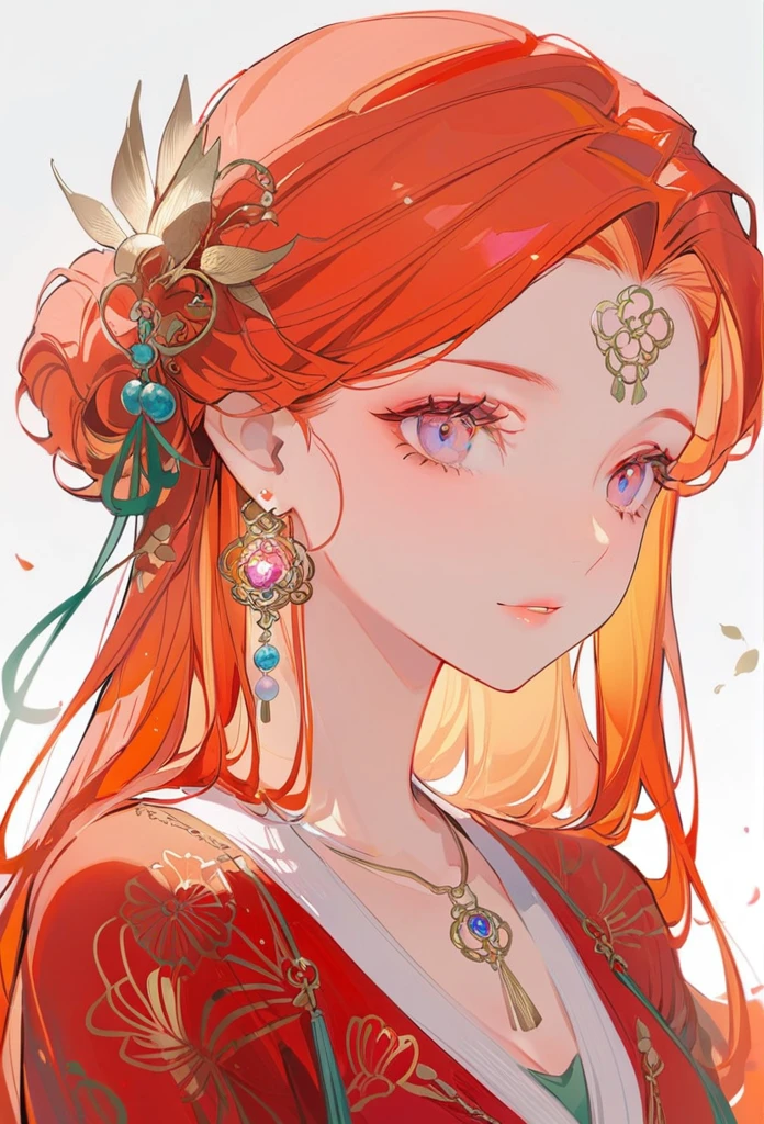 masterpiece, best quality, {best quality}, {{masterpiece}}, {high resolution}, Key Points, Anime style, Cartoon closeup of a lady, Girls Design, portrait, Gisha, Anime Character, Long hair, Red hair, Red hair, Direct vision, Delicate and powerful appearance, Dissonance, High target, freckle, hapiness, Casual fashion clothing, rich and colorful, color