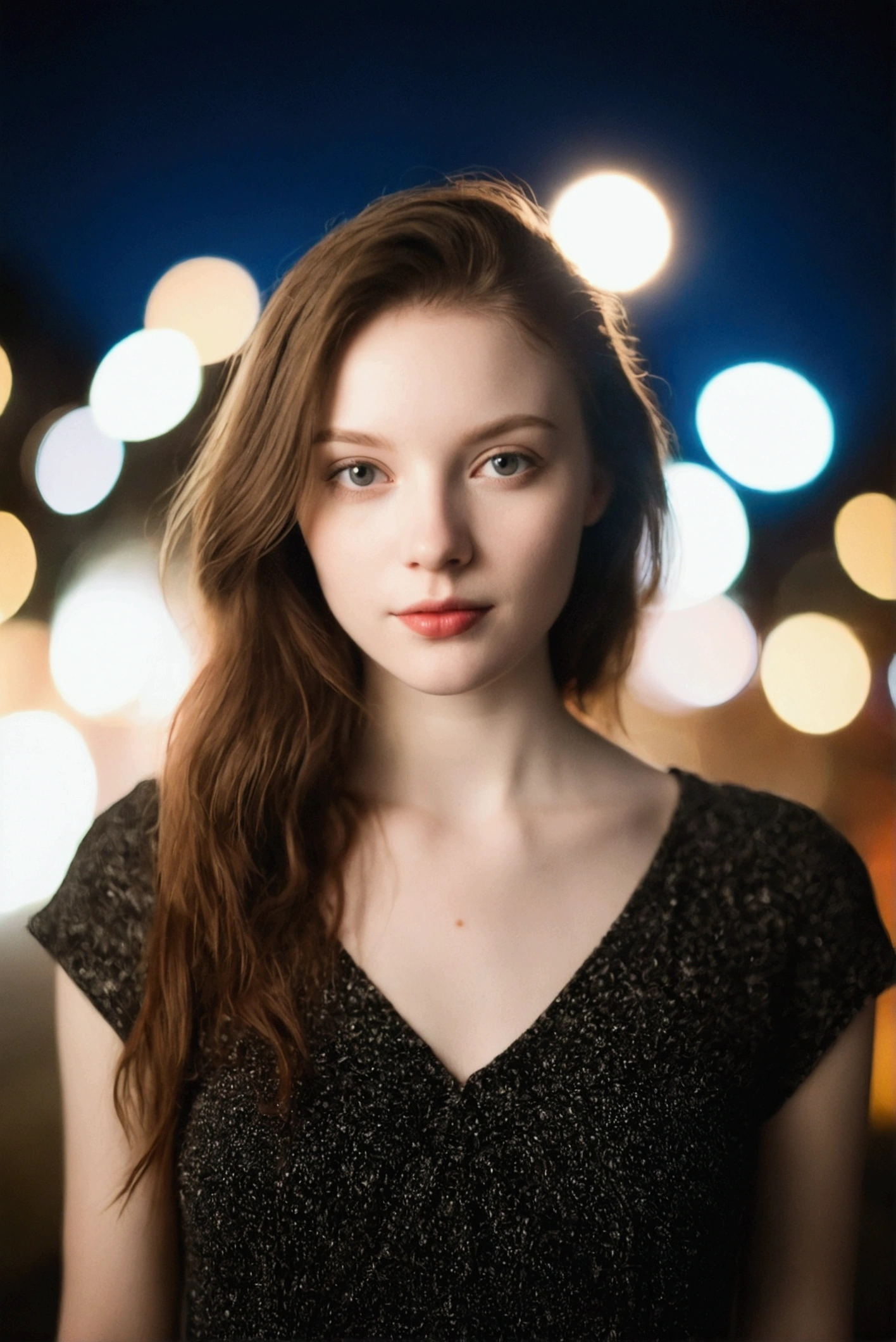 polaroid photo, night photo, photo of 24 y.o beautiful woman, pale skin, bokeh, motion blur