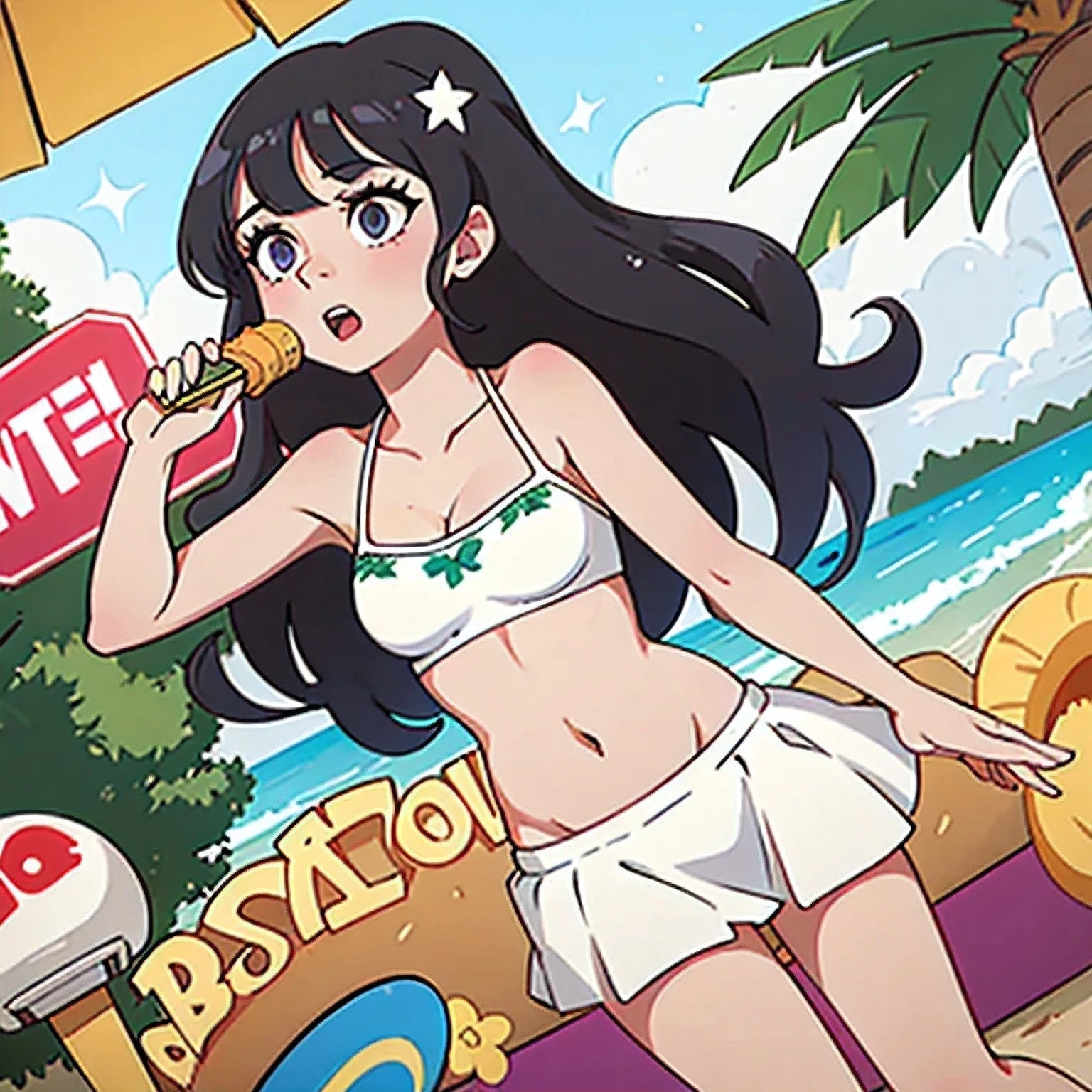 girl in a bikini eating an ice cream cone, eating ice cream, in a bikini, angela white, giorgia meloni, katy perry, in bikini, eating ice - cream, wearing spandex bikini, ice cream on the side, bikini, ice cream, wearing a bikini, candid photo of dirty, shiny plastic bikini, candid shot, cone, 1 girl, solo,in a green dress standing by a wall,portrait of female idol