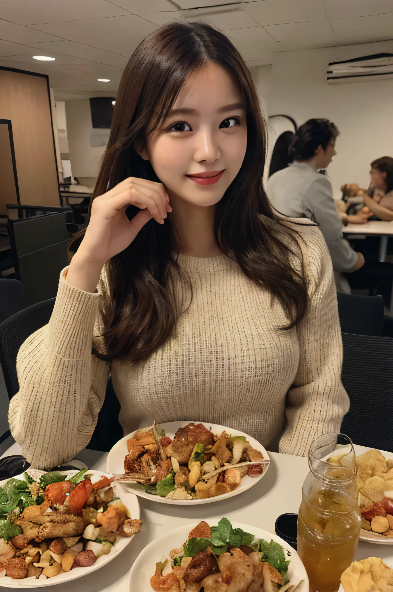 Enjoying lunch with friends, Highest quality, Very detailed, finely, 8k