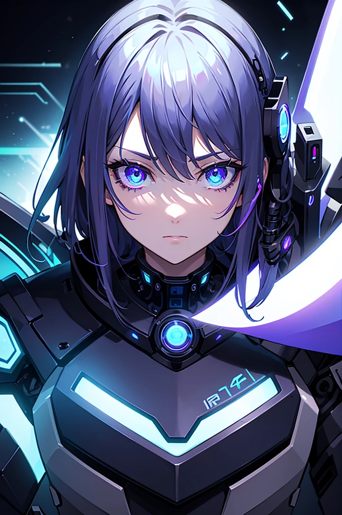 /imagine prompt: An eye with cybernetic components, blue and purple neon lights, futuristic style, technological abstract background, high resolution, detailed style --v 5 --ar 1:1 --q 2