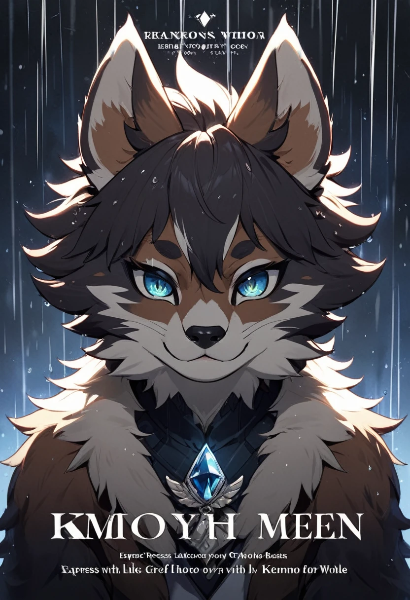 cover page, Darkness with diamonds falling like rain, Beastmen whose tears become jewels, Express your grief with your whole body, kemono, furry,