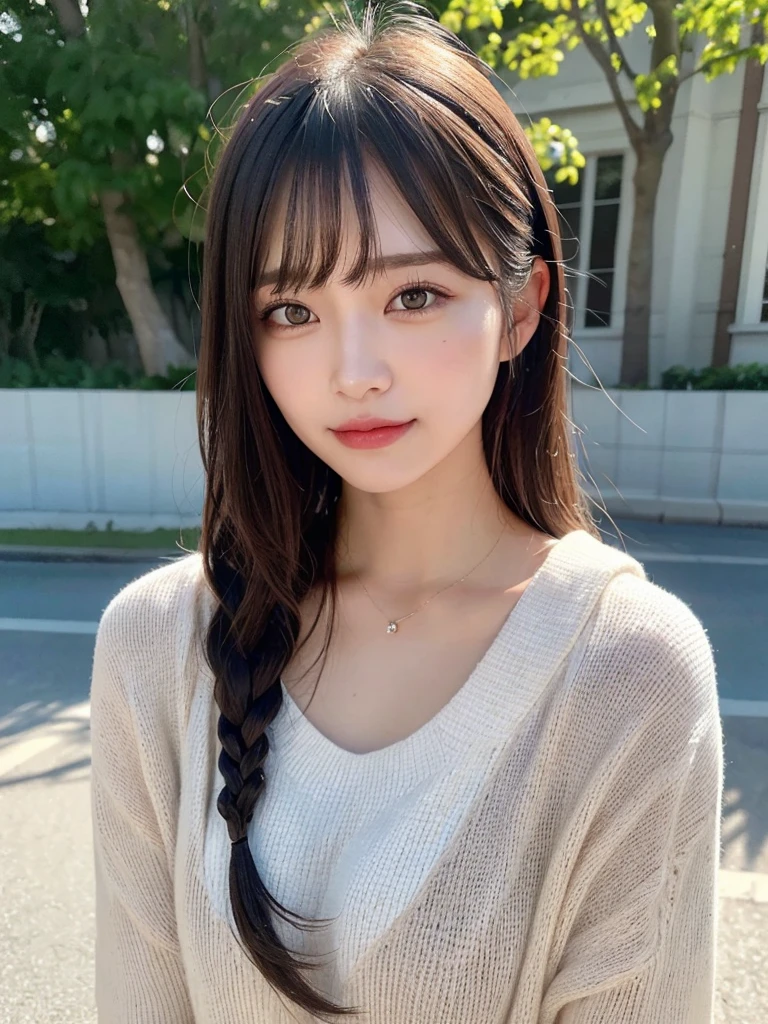 (masterpiece:1.3), (8k, Realistic, RAW Photos, Best image quality: 1.4), 29-year-old girl、(Random Hairstyles:1.2)、Highly detailed face、Attention to detail、double eyelid、Sharp focus:1.2、Beautiful woman:1.4、Light brown hair、Highest quality、masterpiece、Ultra-high resolution、(Realistic:1.4)、Highly detailed and professional lighting、Brown Knight、thin、smile、Long black hair、Deadly position、Beautiful Skin、Random Pause、Shiny Hair、Sculpture model pose、Random outfit