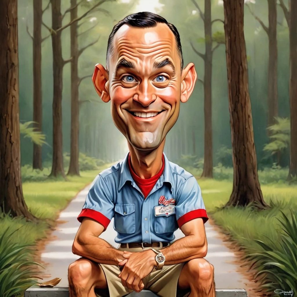 Funny caricature of Forest Gump