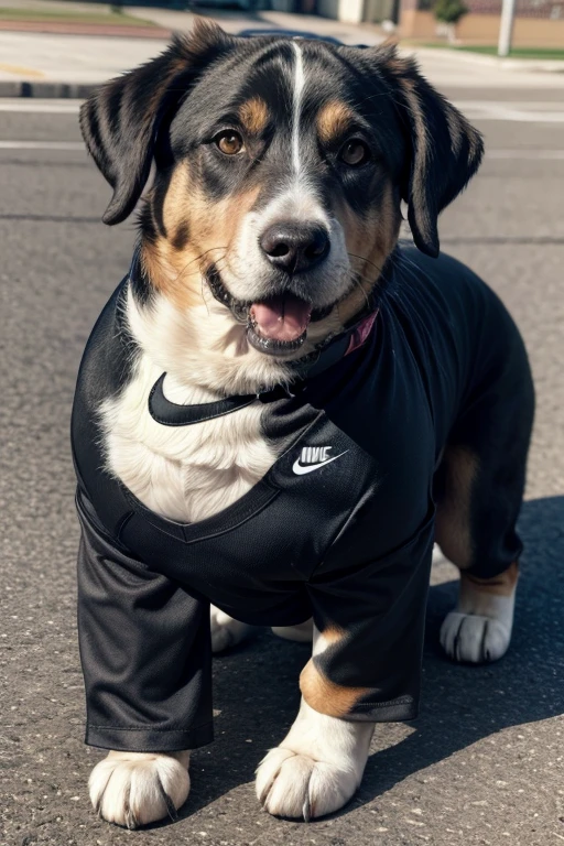 A Big and Scary Dog dressing a Nike Pro in the paws