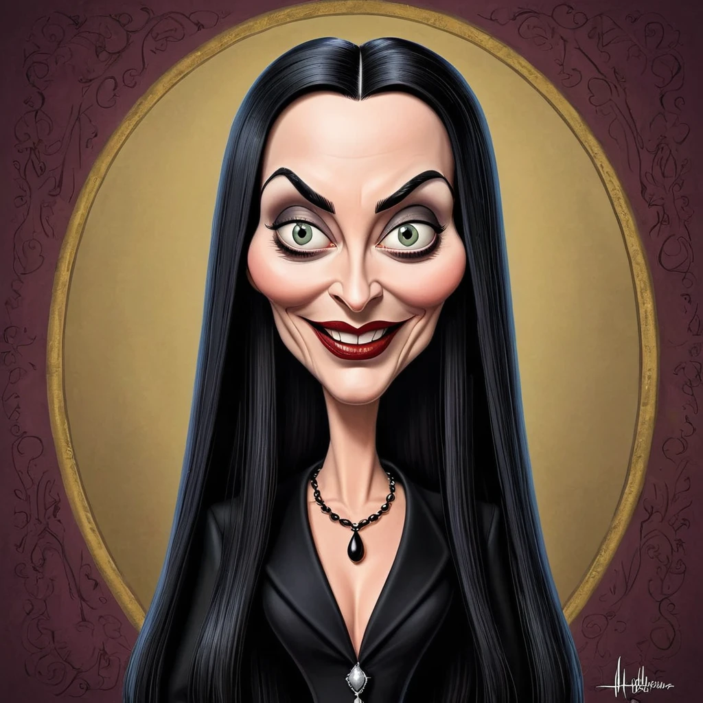 Funny caricature of Morticia ( From the Addams family )