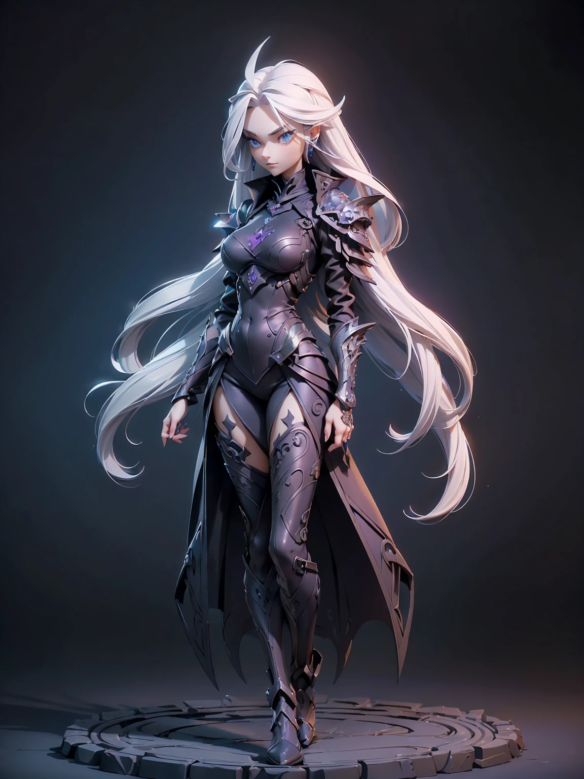 (((masterpiece, best quality, 16k)))queen power armor , (gothic style), full body view , bellybutton, The most beautiful and sexy demon goddess, long white hair, glowing red eyes, wearing detailed black gothic battle armor, black angel wings, tattoos and piercings, gothic castle, perfect face ((full body shot))
