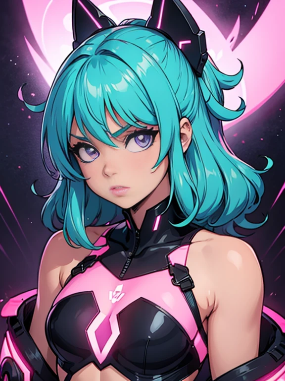 Girl anime hair curls fluorescent gloss, Color Purple Neon Orange Neon