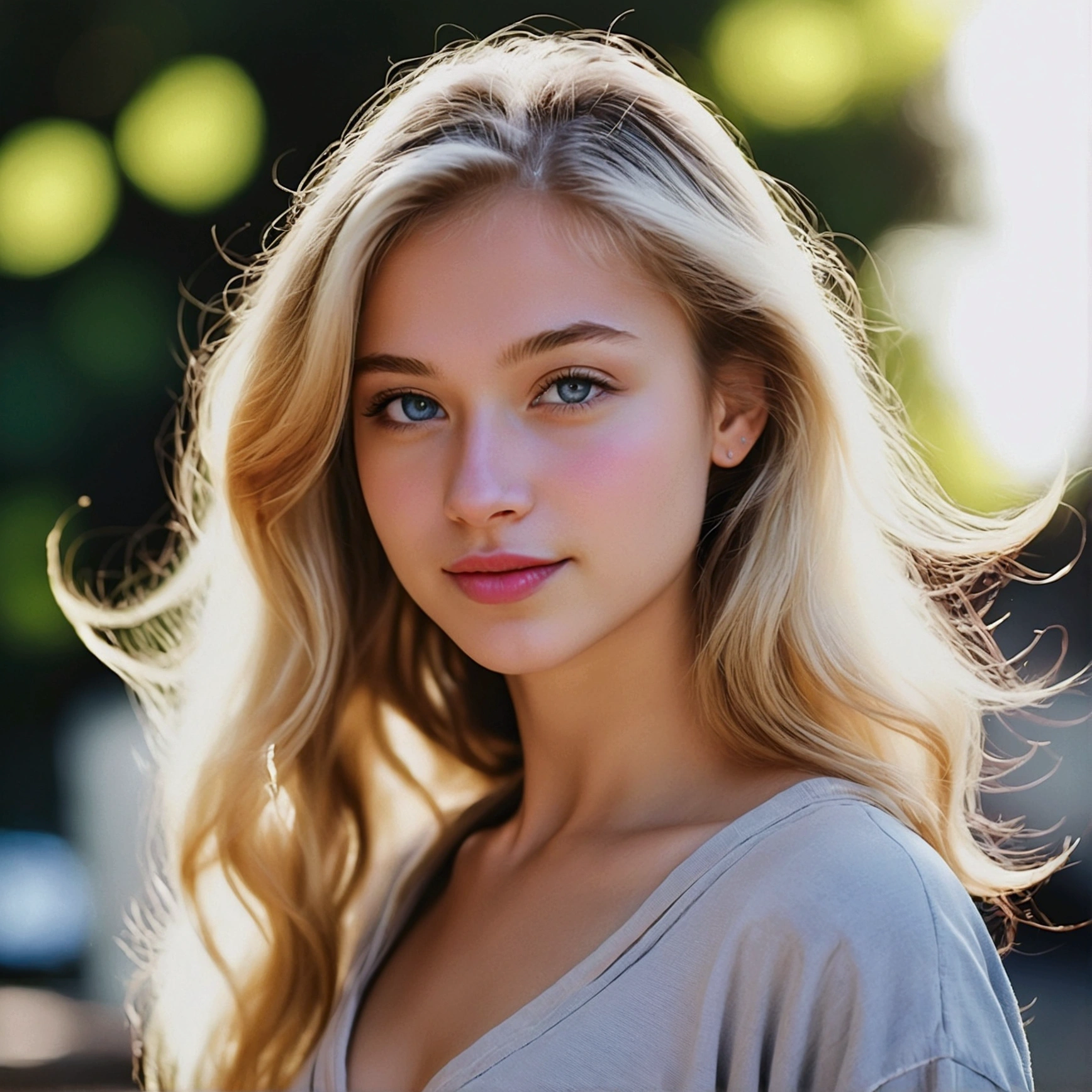 light skinned, Women around 19 years old, Natural blond hair, characteristic blue eyes,, slender and graceful,,, Beautiful, Sunset sky, Ultra Sharp Focus, realistic shot, On the street, outdoors,