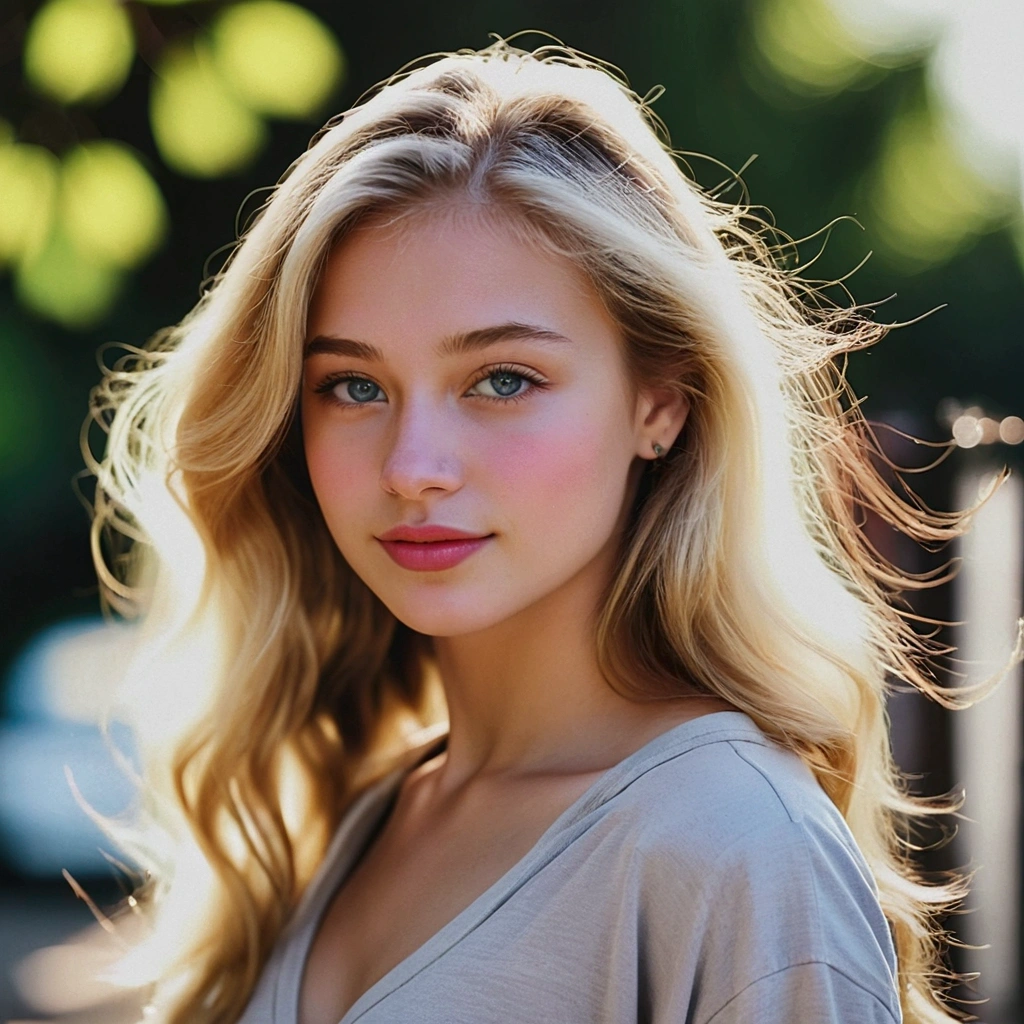 light skinned, Women around 19 years old, Natural blond hair, characteristic blue eyes,, slender and graceful,,, Beautiful, Sunset sky, Ultra Sharp Focus, realistic shot, On the street, outdoors, 