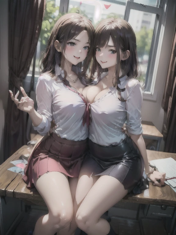 ((Highest quality)), ((masterpiece)), (detailed), One Girl,(Knee-length),whole body,Big Breasts,Black knit,mini skirt,22-year-old woman,((Hunchback)),(Naughty look),short hair,(Loose perm),((Excited expression)),Browsing Caution,nswf Japanese,(Attractive look),(Stick out your tongue cutely),night,One middle-aged man,president,office,((president室)),(presidentと2人っきり,Deep Kiss,Close Contact,A deep kiss,(presidentにお尻を触られて)