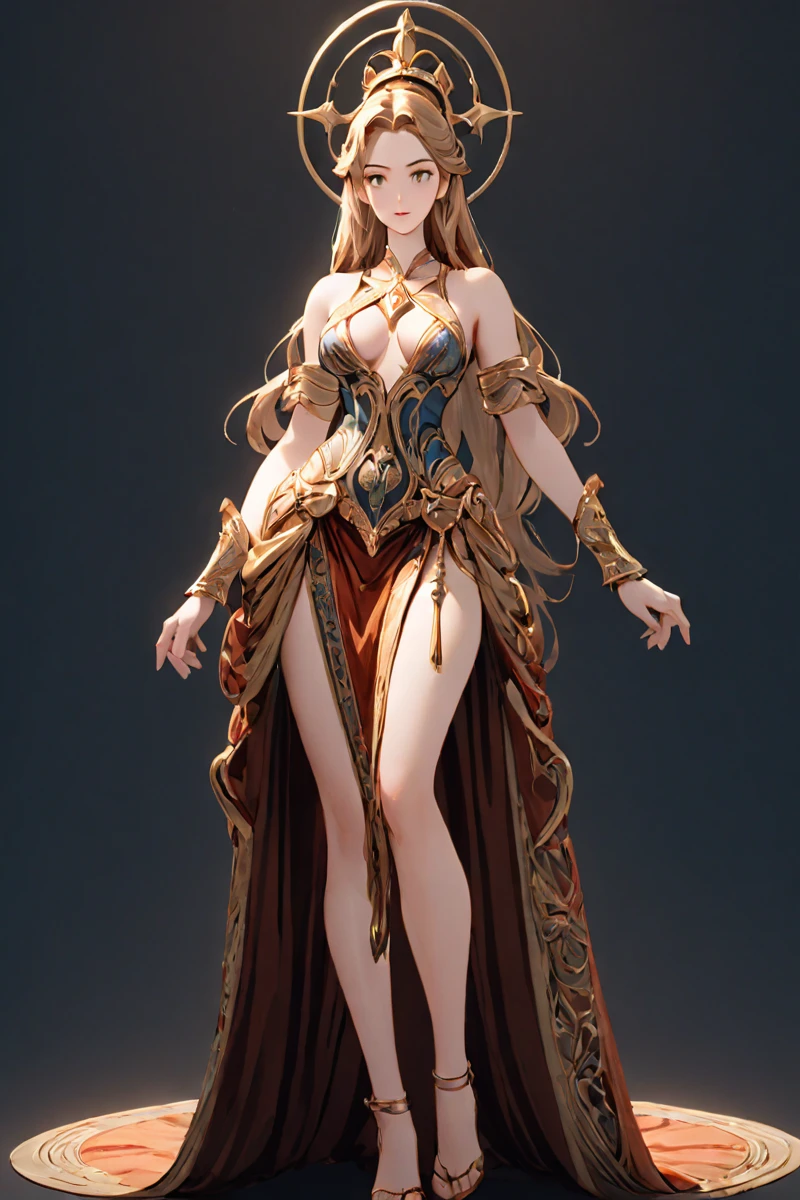 sexy female goddess, full body, game art style, (masterpiece),  best quality, highres, 4k, 8k, Detailed Illustration, intricate detail, cinematic lighting, amazing quality, 1girl, fit female, amazing shading, soft lighting, facing camera, perfect eyes