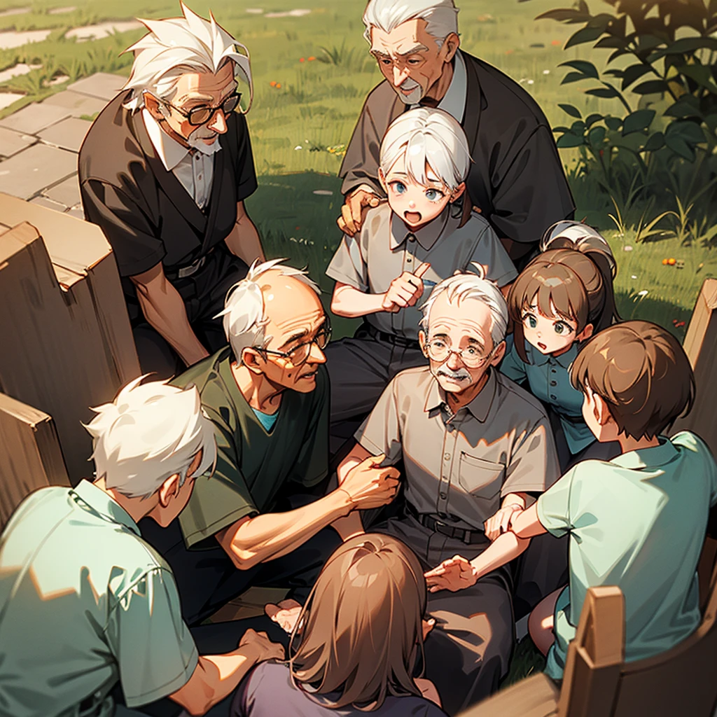 Grandpa telling stories to his grandchildren