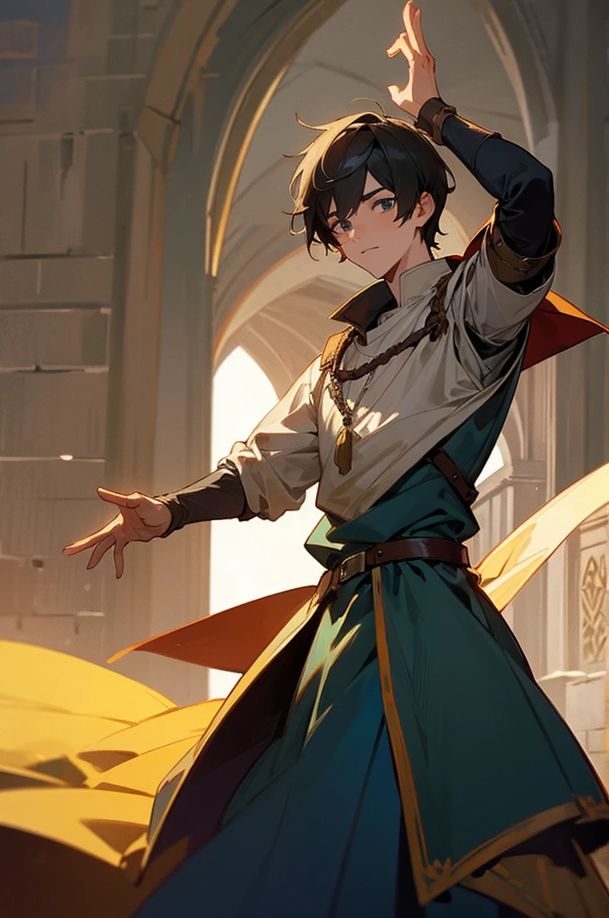 young male, Medieval era, knight, castle background