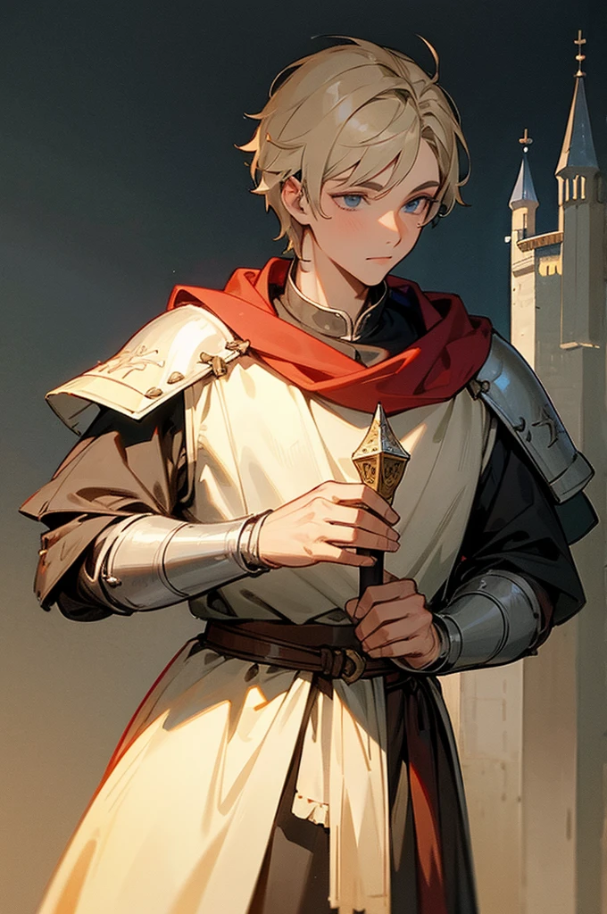 young male, Medieval era, knight, castle background