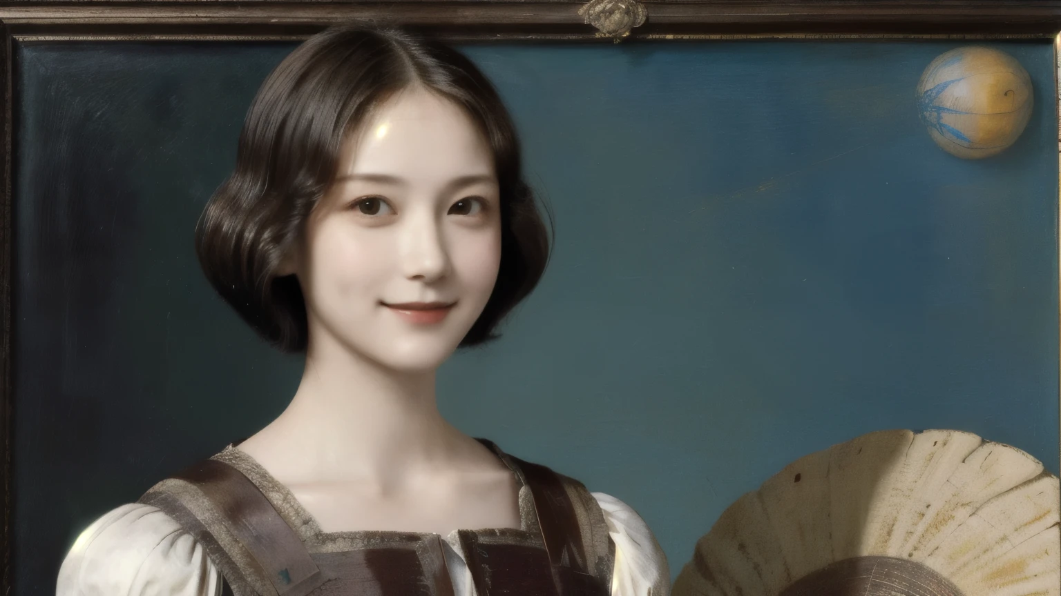 261 20-year-old female, (Short Hair 46),(Real,chest),Archaic Smile,(Paintings by Leonardo da Vinci)